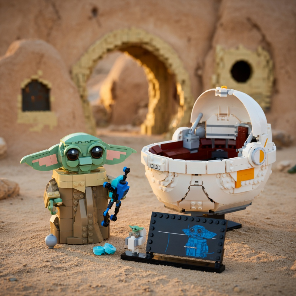 Baby Yoda no Carrinho Flutuante (1048 pe&ccedil;as)