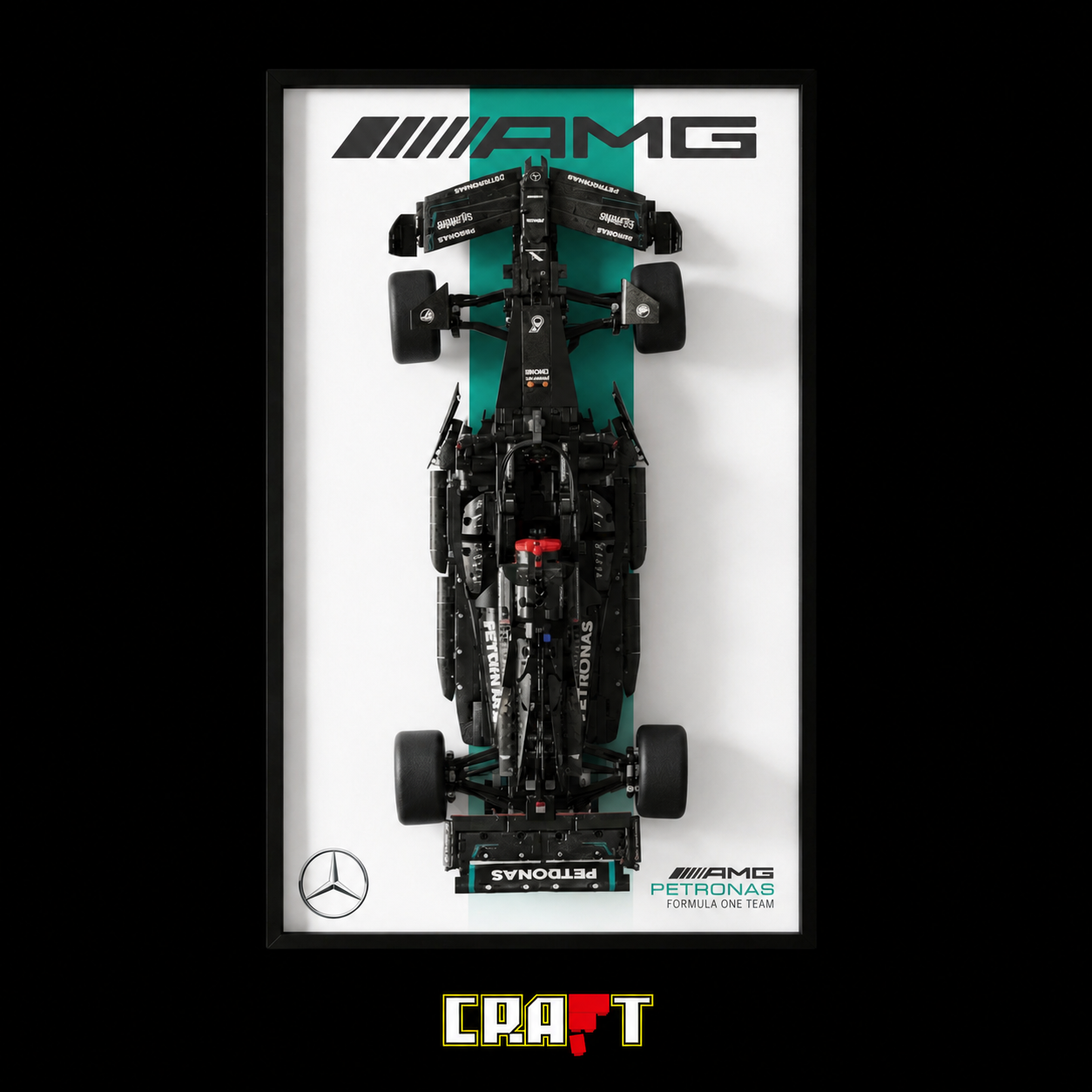 Compre Junto! Miniatura da F&oacute;rmula-1 Mercedes AMG W14 + Quadro Fosco Branco