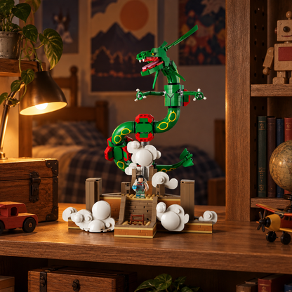 Pok&eacute;mon Rayquaza em cen&aacute;rio de exibi&ccedil;&atilde;o, imagem 1