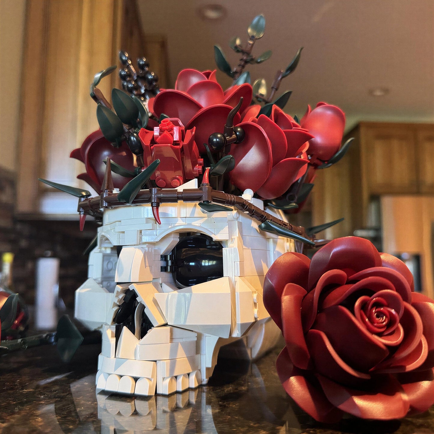 Caveira G&oacute;tica e Rosas (1079 pe&ccedil;as)