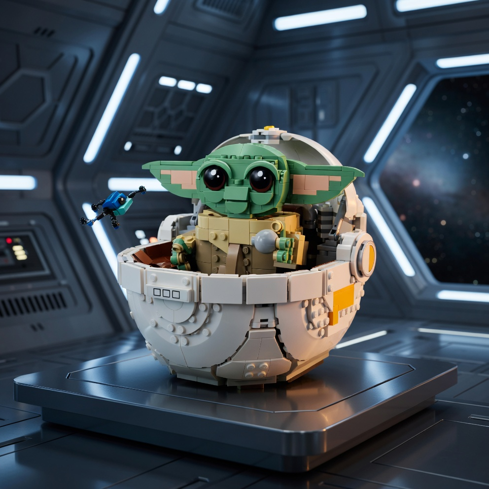 Baby Yoda no Carrinho Flutuante (1048 pe&ccedil;as)