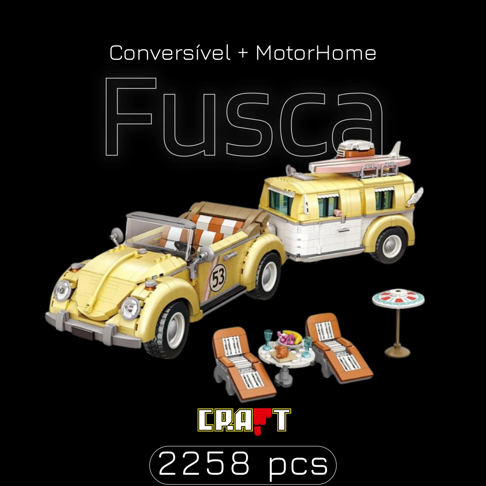 Fusca Convers&iacute;vel + MotorHome (2258 p&ccedil;s) - Brics Craft