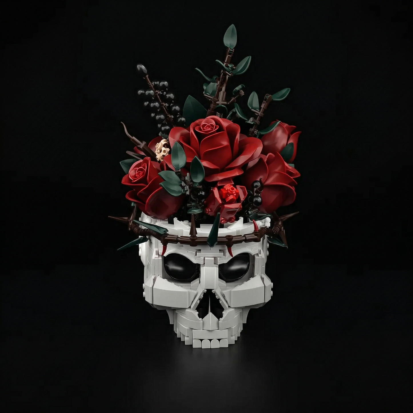 Caveira G&oacute;tica e Rosas (1079 pe&ccedil;as)