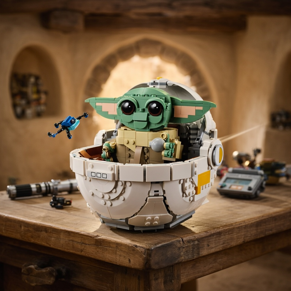 Baby Yoda no Carrinho Flutuante (1048 pe&ccedil;as)