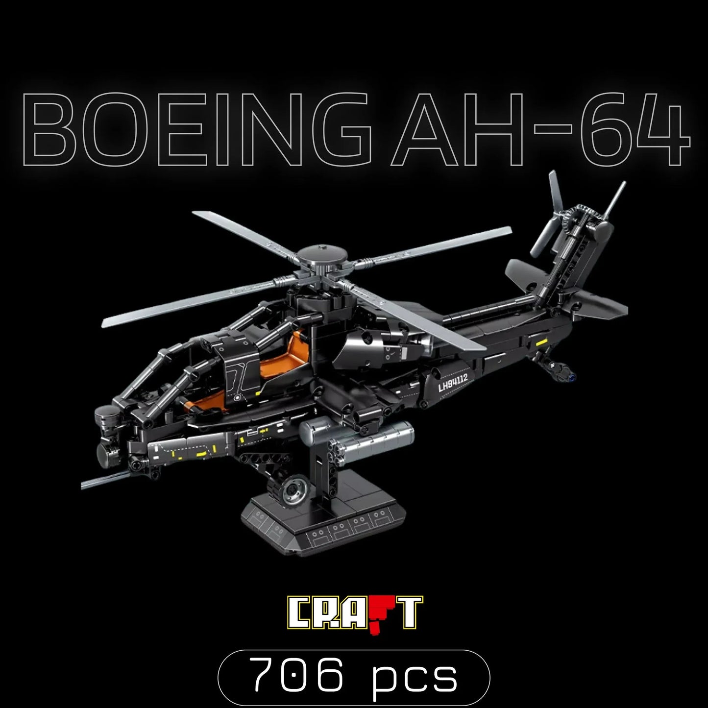 Helic&oacute;ptero Boeing AH-64 Apache (706 p&ccedil;s) - Brics Craft