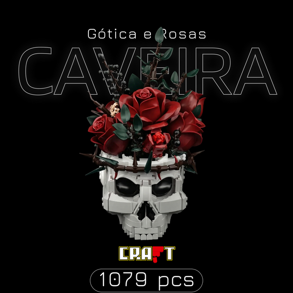 Caveira G&oacute;tica e Rosas (1079 pe&ccedil;as)