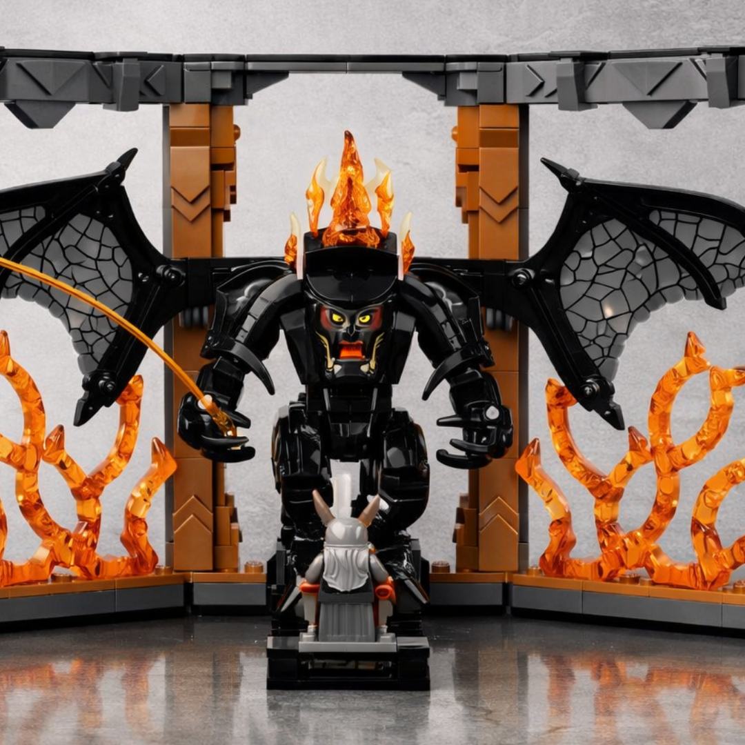 Book Nook O Senhor dos An&eacute;is: Balrog em blocos, vista frontal