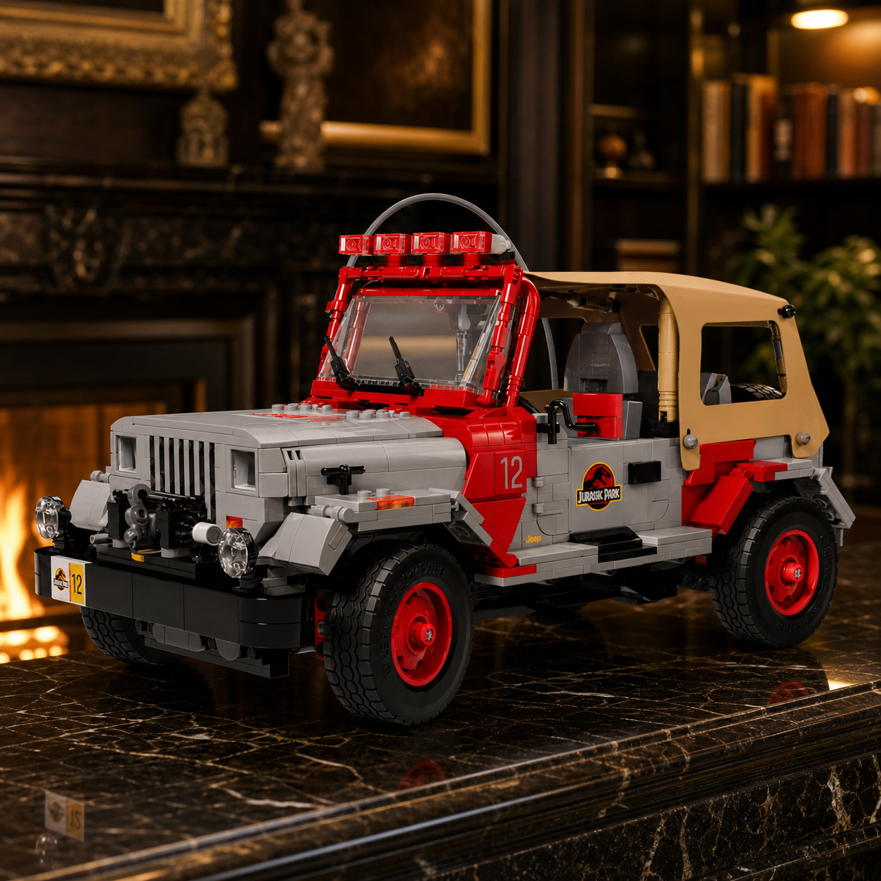 Jeep Wrangler de blocos sobre m&aacute;rmore escuro