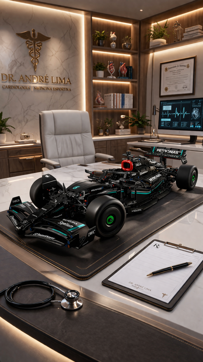 Compre Junto! Miniatura da F&oacute;rmula-1 Mercedes AMG W14 + Quadro Fosco Branco