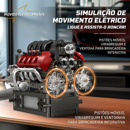 Motor com Transmiss&atilde;o V8 (787 pe&ccedil;as)