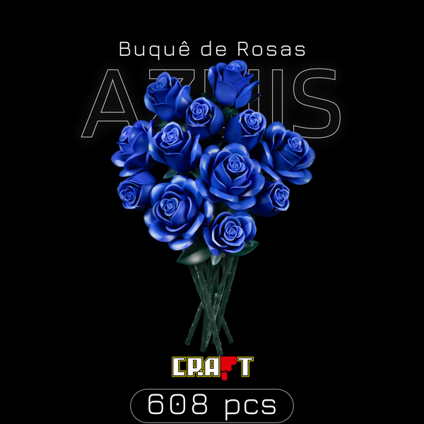 Buqu&ecirc; de Rosas Azuis (608 pe&ccedil;as)