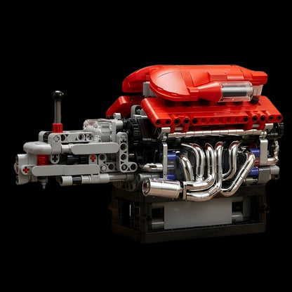 Motor V12 Supercar com Transmiss&atilde;o (863 pe&ccedil;as) - Brics Craft