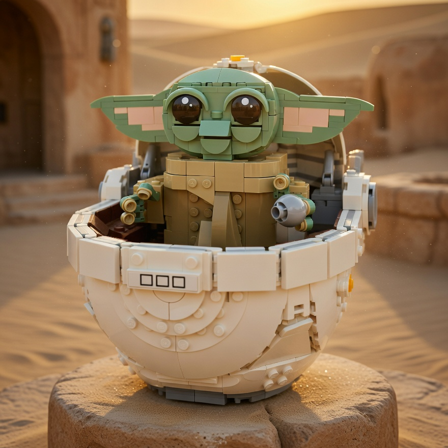 Baby Yoda no Carrinho Flutuante (1048 pe&ccedil;as)
