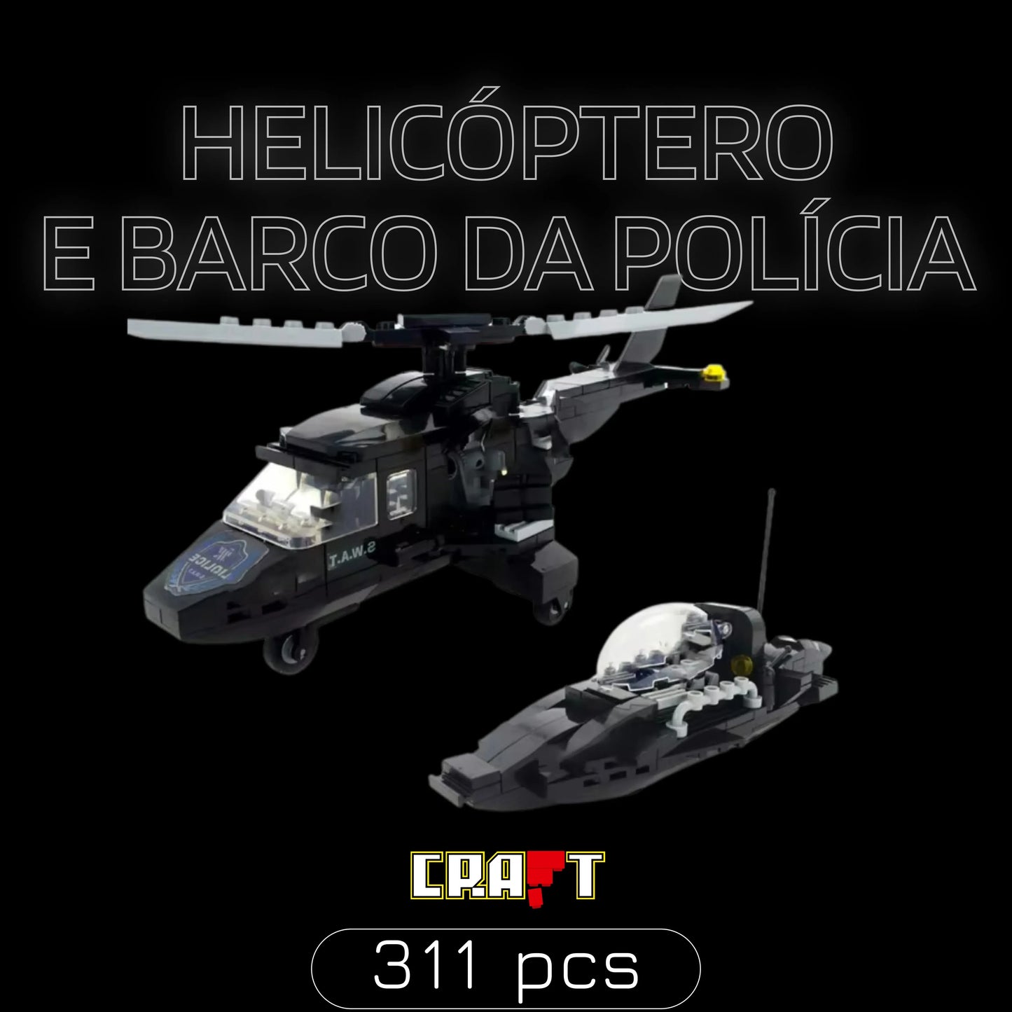 Helicóptero e Barco da Polícia (311 peças)