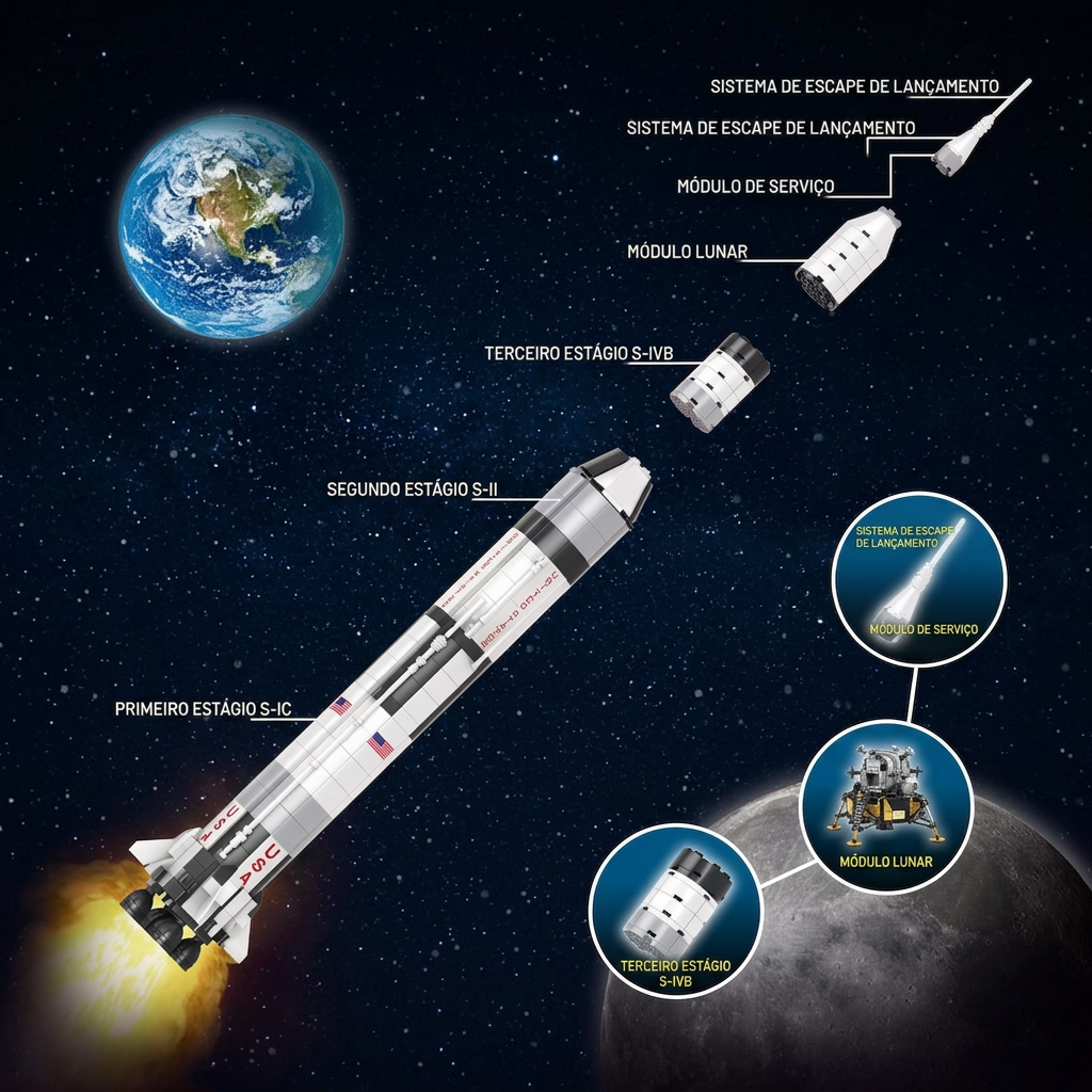 Saturno V: Miss&atilde;o Lunar Apollo  (602 pe&ccedil;as)