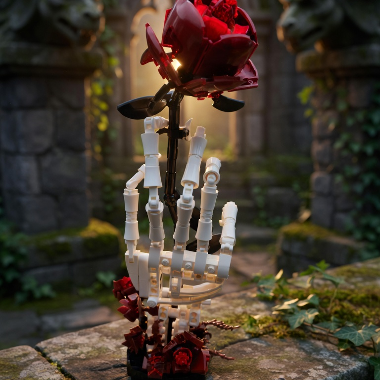 M&atilde;o de Esqueleto com Rosas (357 pe&ccedil;as)