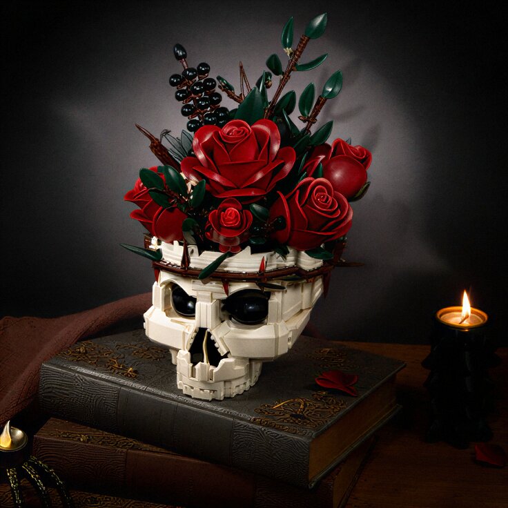 Caveira G&oacute;tica e Rosas (1079 pe&ccedil;as)