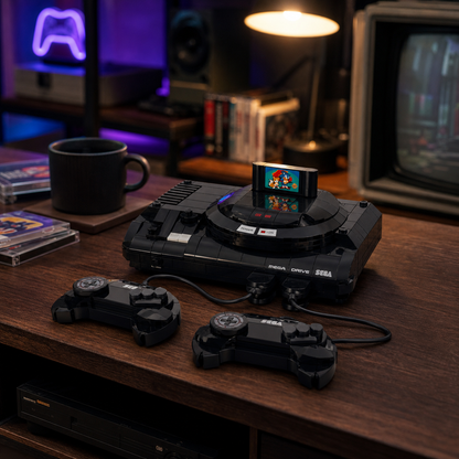 SEGA Genesis em blocos em quarto gamer retr&ocirc;