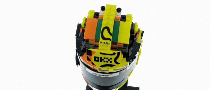 Capacete McLaren Mastercard - Lando Norris em GIF demonstrativo 3