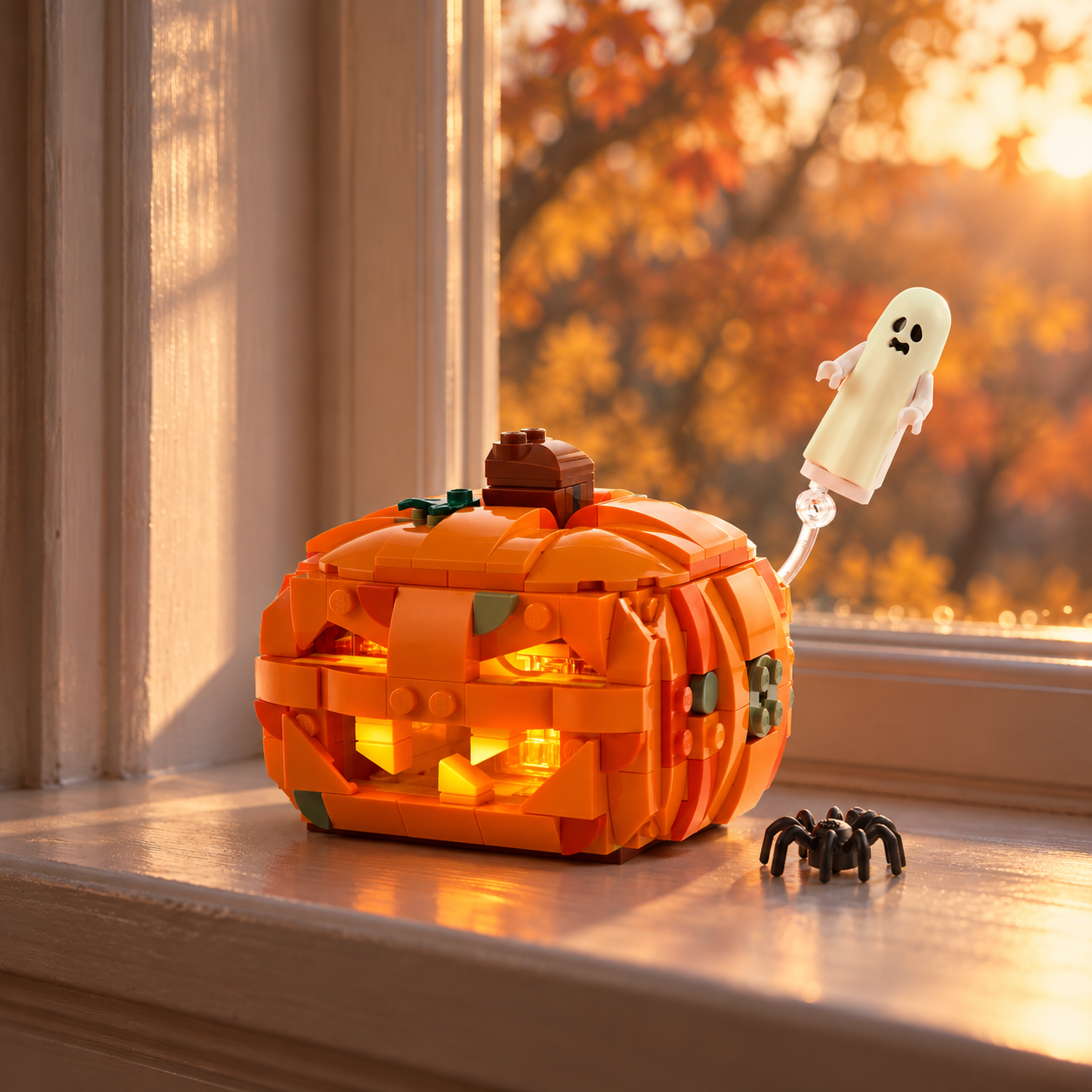 Halloween: Lanterna de Ab&oacute;bora (323 pe&ccedil;as): cena ambientada, janela de outono.