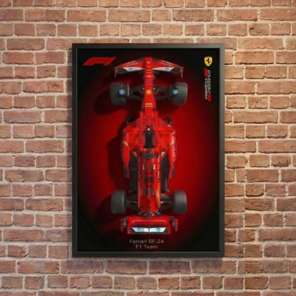 Compre Junto! Miniatura de F&oacute;rmula-1 Ferrari SF24 + Quadro Fosco