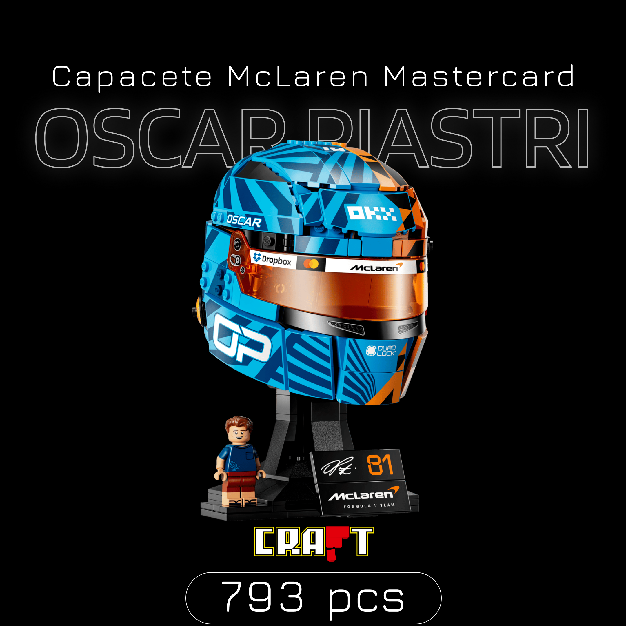 Capacete McLaren Mastercard - Oscar Piastri (793 pe&ccedil;as)