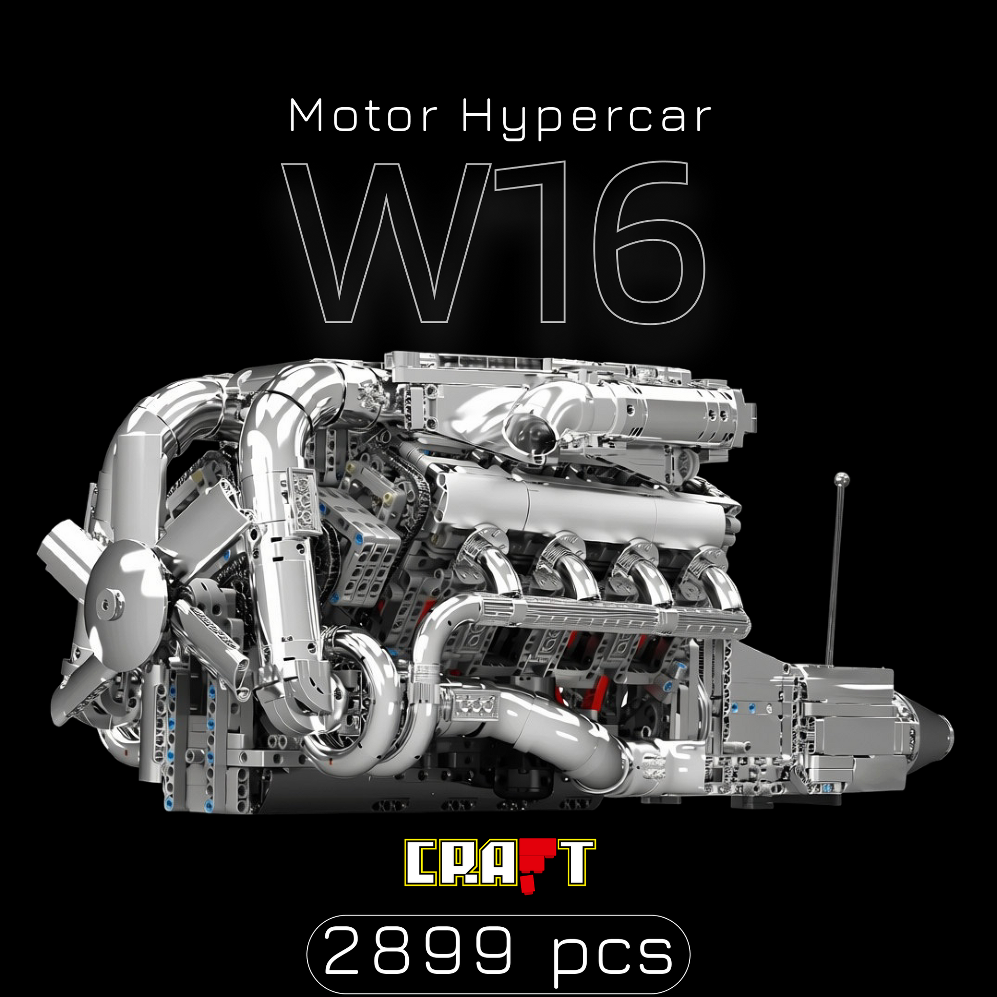 Motor Hypercar com C&acirc;mbio W16 (2899 pe&ccedil;as)