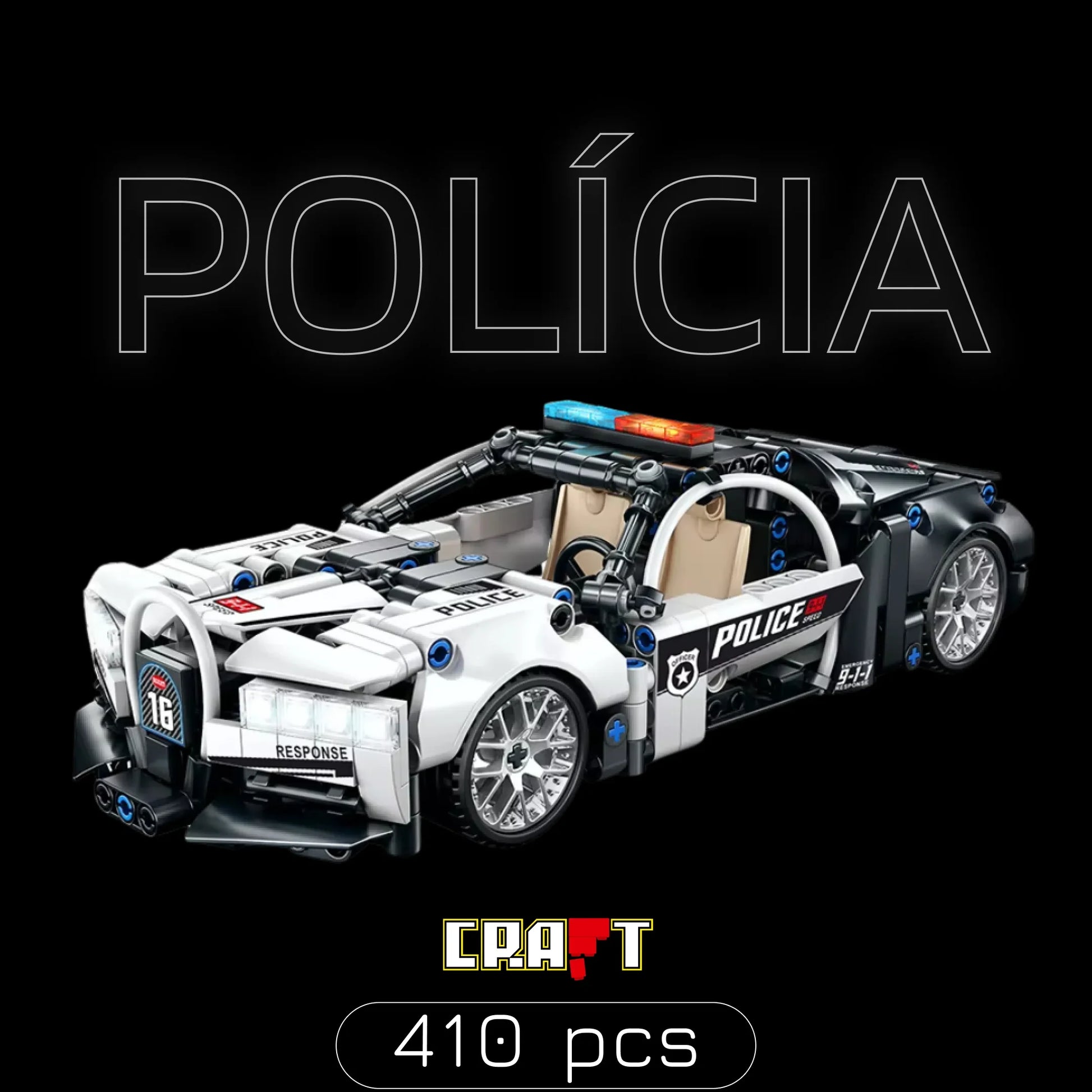 Bugatti Chiron de Pol&iacute;cia (410 pe&ccedil;as)