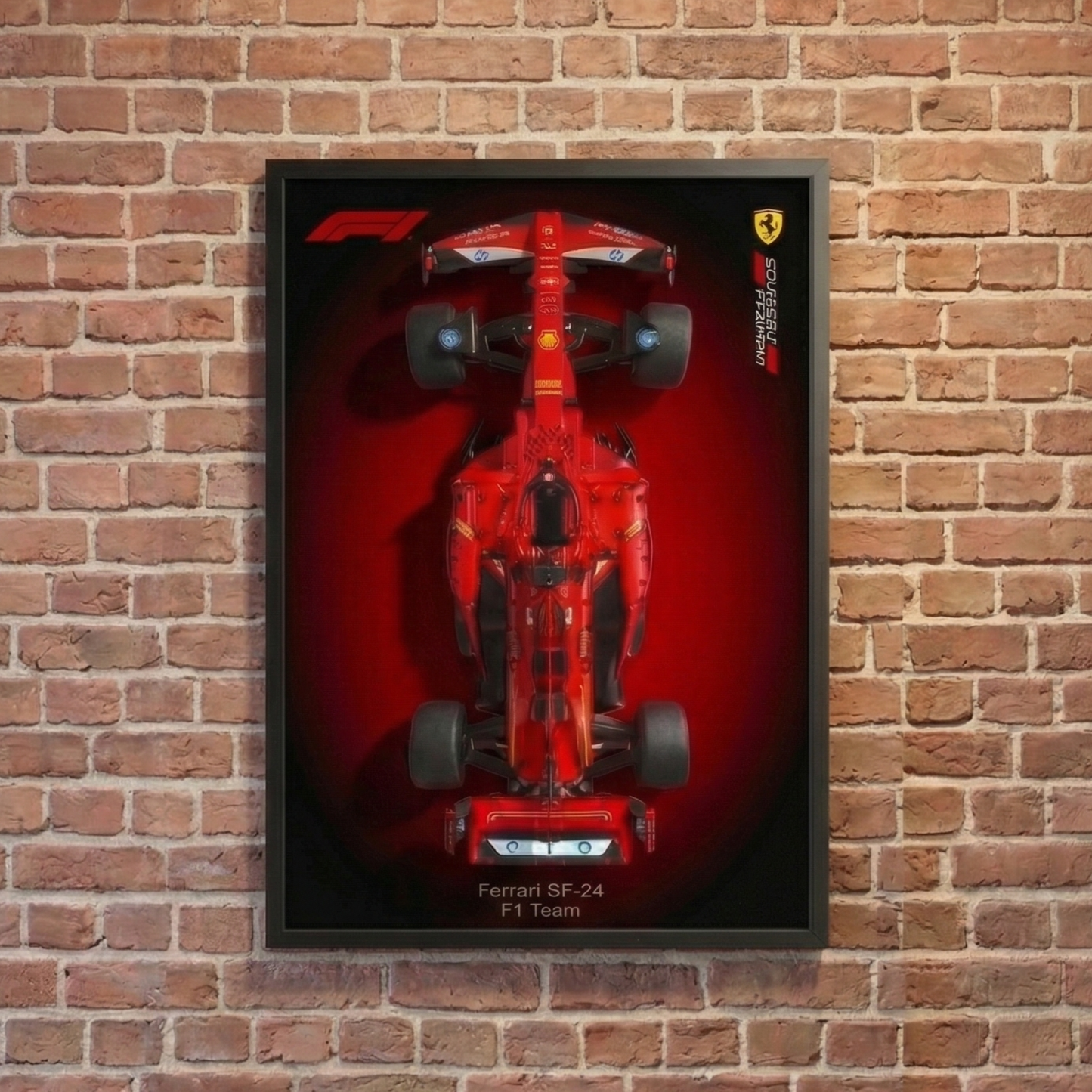 Compre Junto! Miniatura de F&oacute;rmula-1 Ferrari SF24 + Quadro Fosco