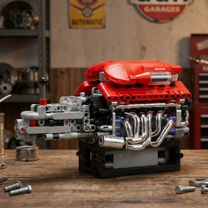 Motor V12 Supercar com Transmiss&atilde;o (863 pe&ccedil;as) - Brics Craft