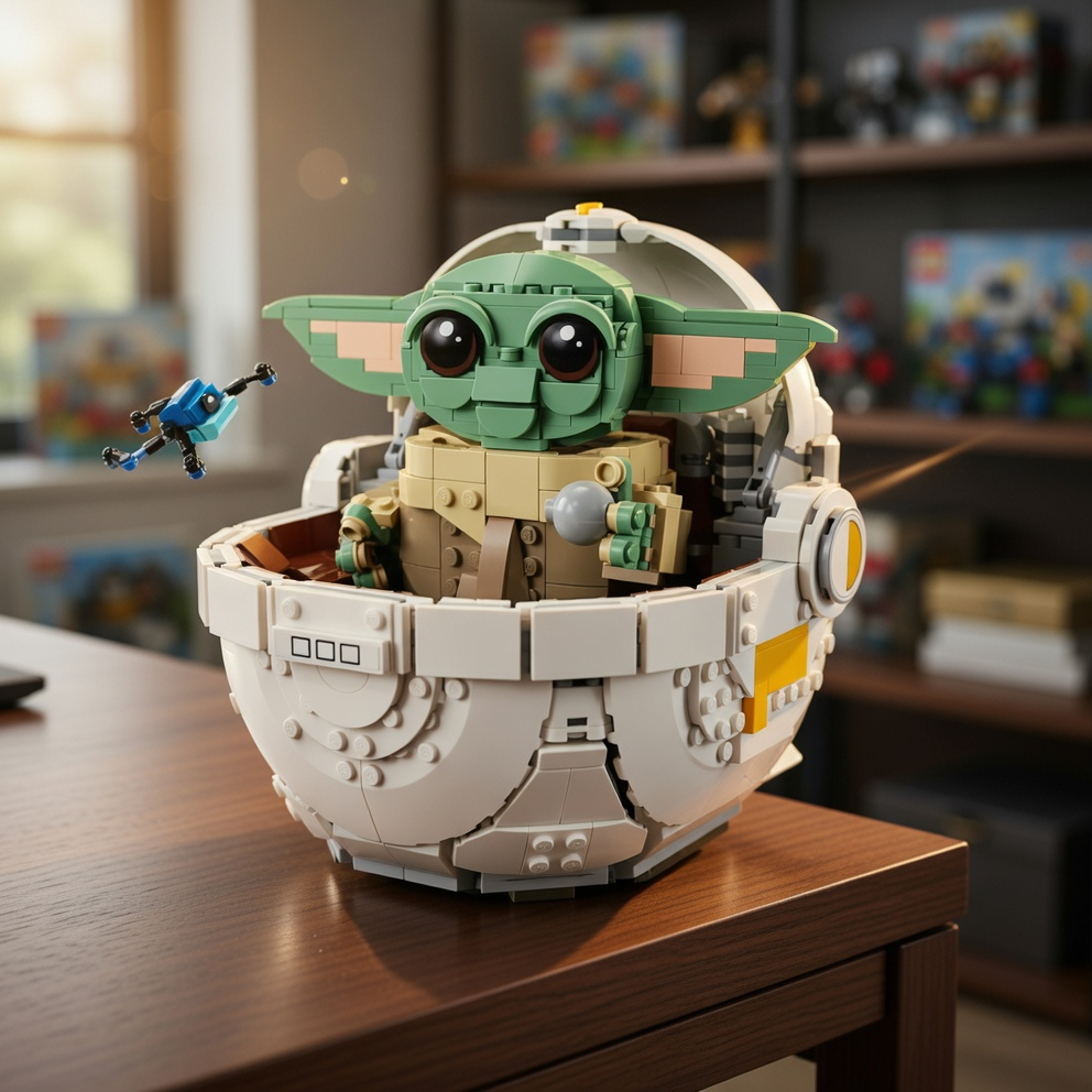 Baby Yoda no Carrinho Flutuante (1048 pe&ccedil;as)