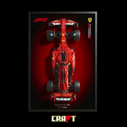 Compre Junto! Miniatura de F&oacute;rmula-1 Ferrari SF24 + Quadro Fosco