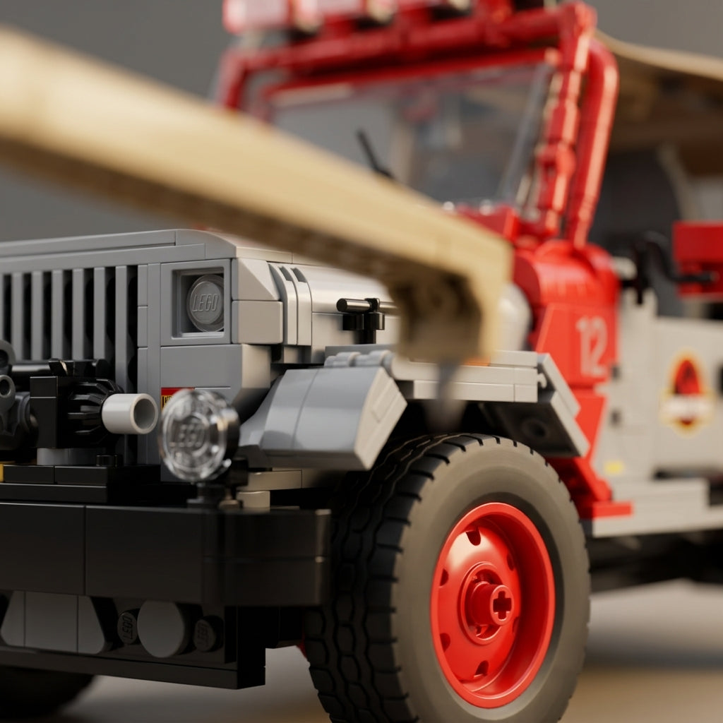Detalhe do Jeep Wrangler constru&iacute;do em blocos