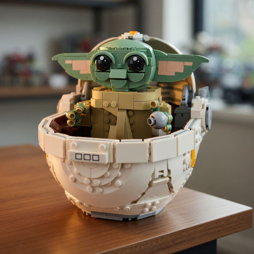 Baby Yoda no Carrinho Flutuante (1048 pe&ccedil;as)