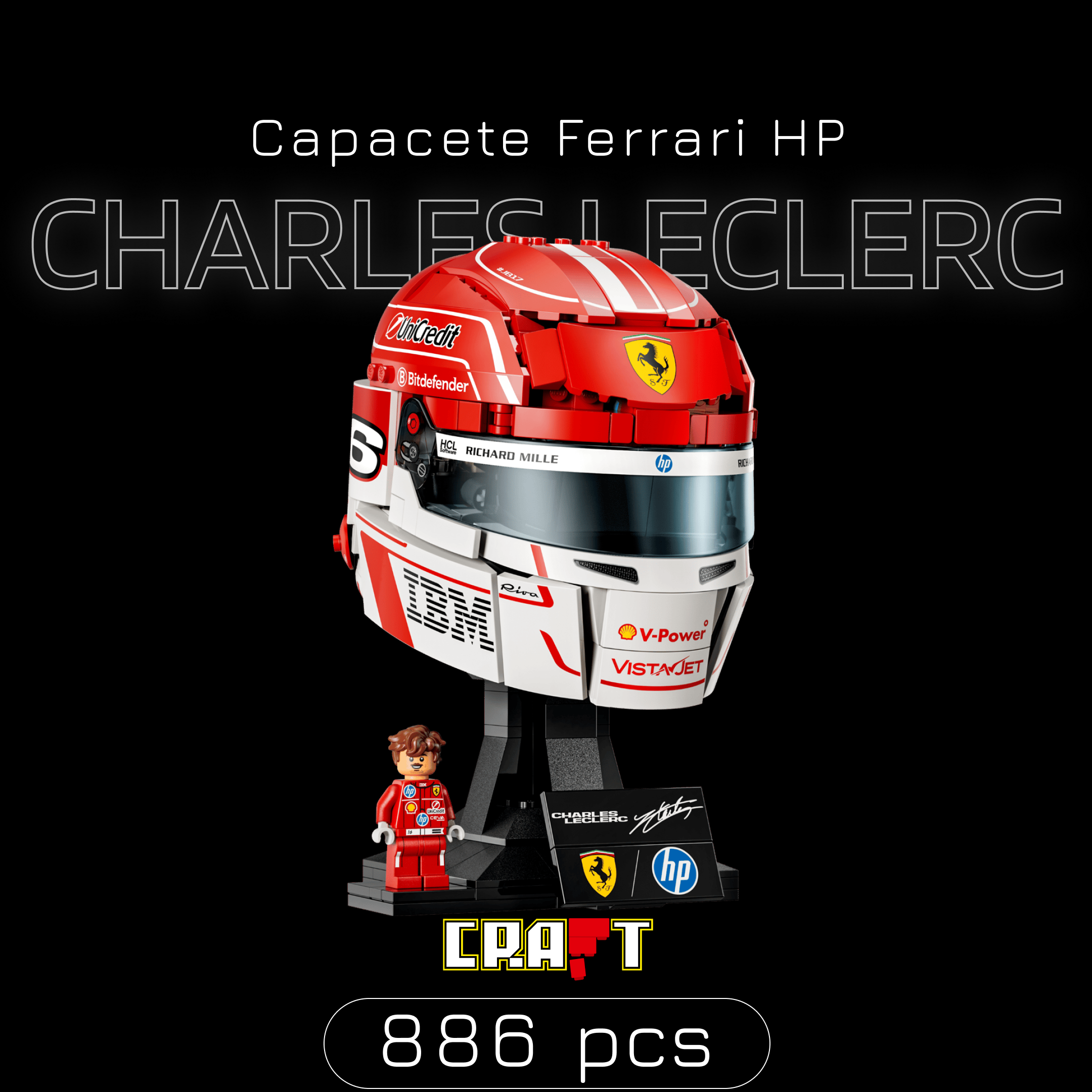 Capacete Ferrari HP - Charles Leclerc (886 pe&ccedil;as)