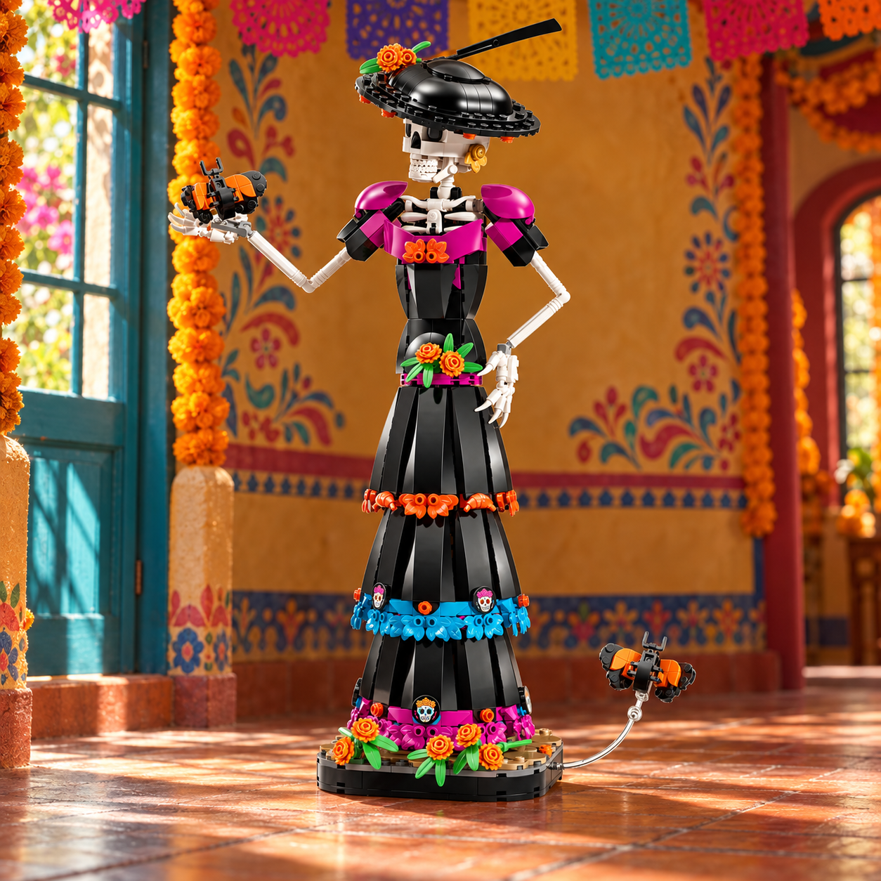 La Catrina (1212 pe&ccedil;as): cena ambientada, interior celebracao.