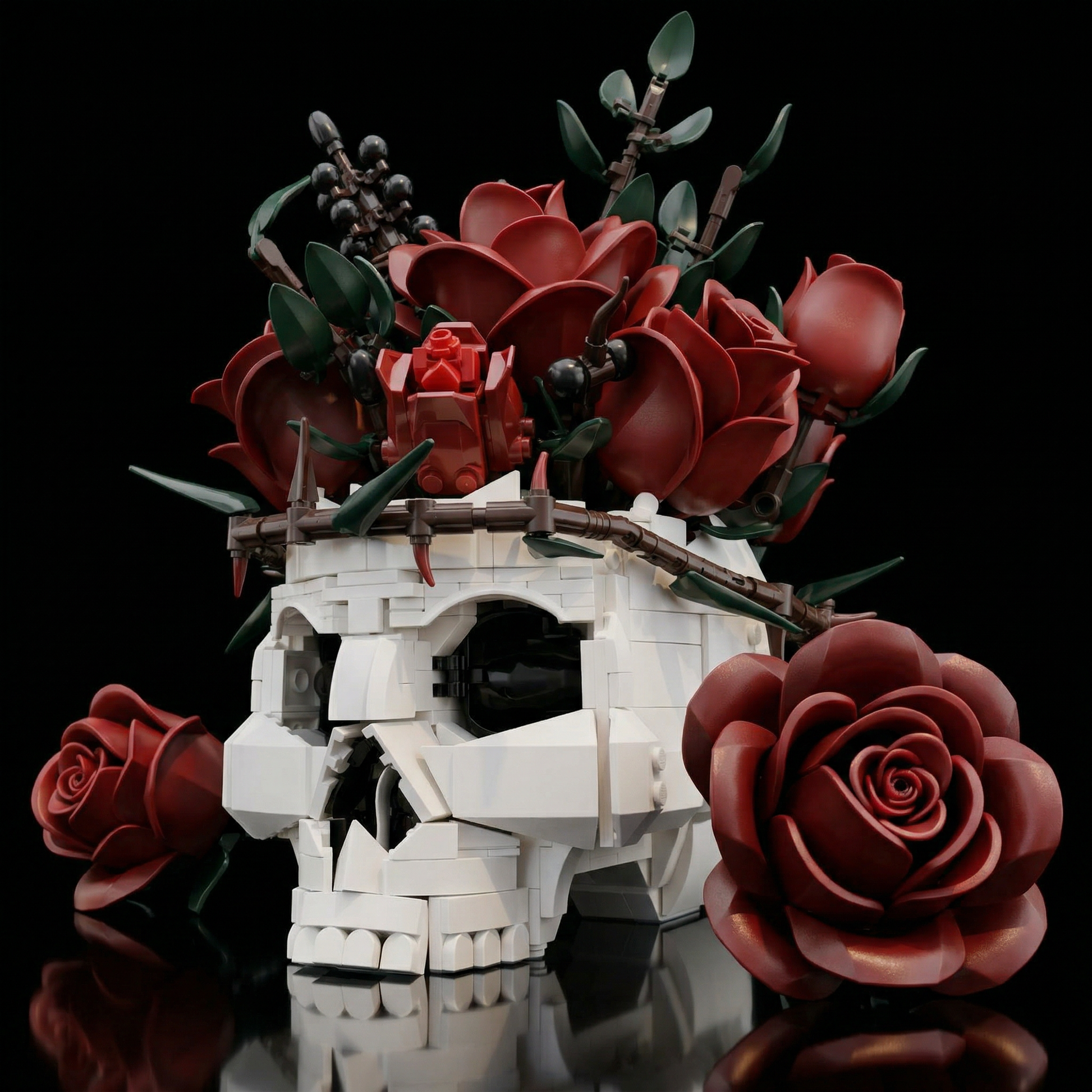 Caveira G&oacute;tica e Rosas (1079 pe&ccedil;as)